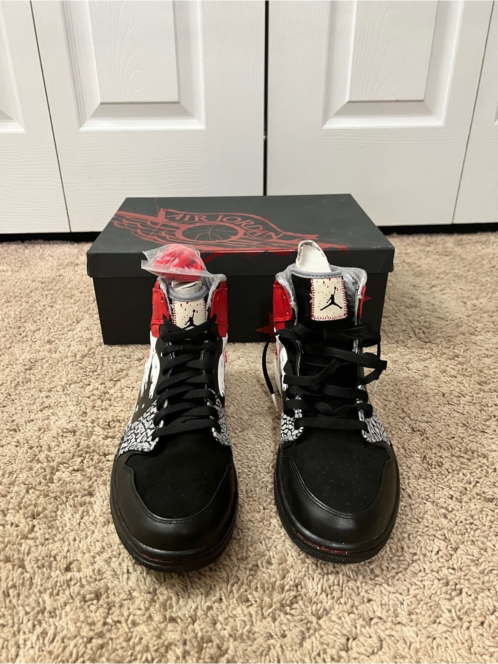 Red Black White High-Top Sneakers - Picture 3 of 4